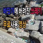 바다에 버려진 쓰레기 모습 영상 /무료영상 /바닷가 쓰레기