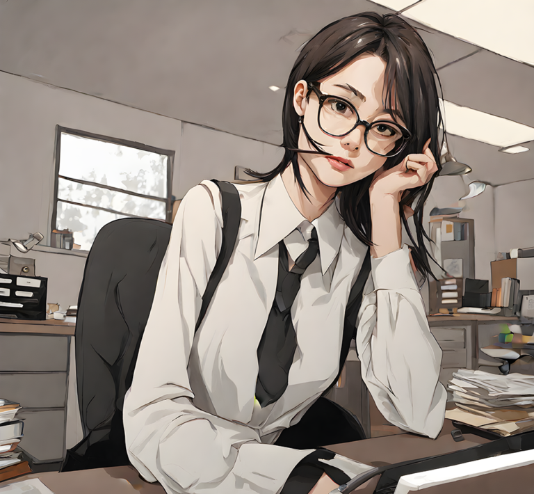 사무실 여성오피서- AI직접생성 인물일러스트 PNG파일  1000×924 하나짱3